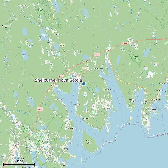 Map of Shelburne, Nova Scotia Tide Prediction Station