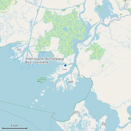 Map of Shell Island, Atchafalaya Bay, Louisiana Tide Prediction Station