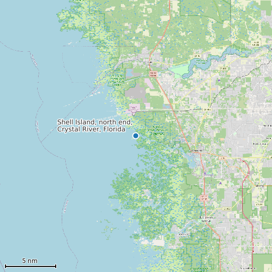 Map of Shell Island, north end, Crystal River, Florida Tide Prediction Station