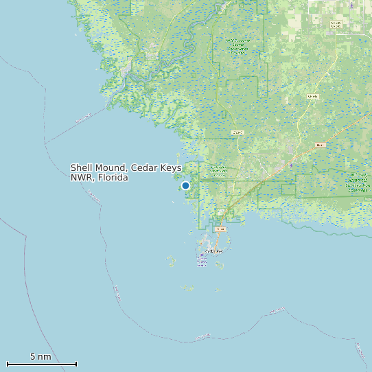 Map of Shell Mound, Cedar Keys NWR, Florida Tide Prediction Station
