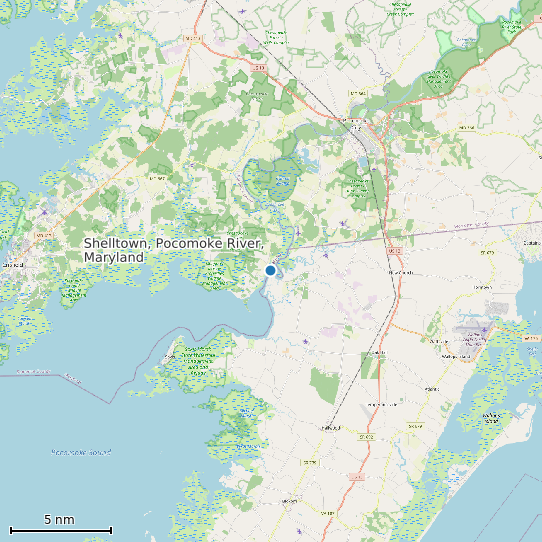 Map of Shelltown, Pocomoke River, Maryland Tide Prediction Station