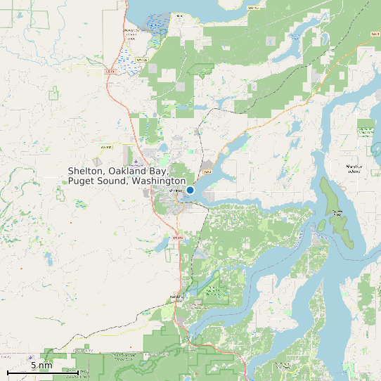 Map of Shelton, Oakland Bay, Puget Sound, Washington Tide Prediction Station