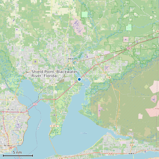Map of Shield Point, Blackwater River, Florida Tide Prediction Station
