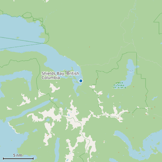 Map of Shields Bay, British Columbia Tide Prediction Station