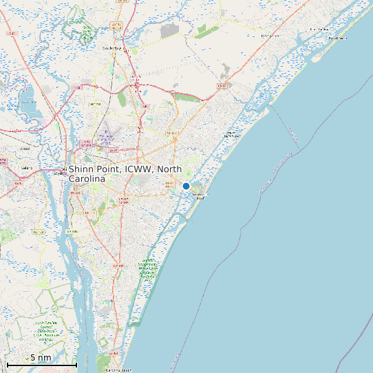 Map of Shinn Point, ICWW, North Carolina Tide Prediction Station