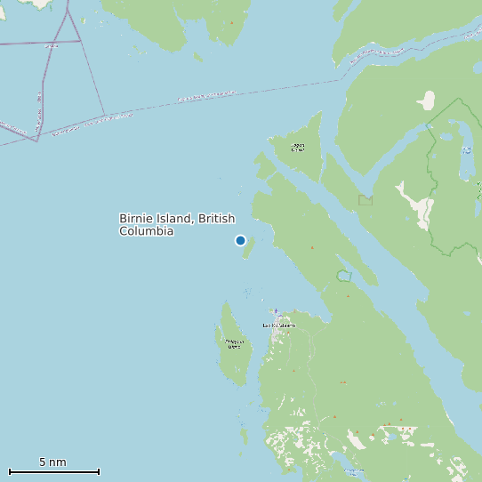 Map of Birnie Island, British Columbia Tide Prediction Station
