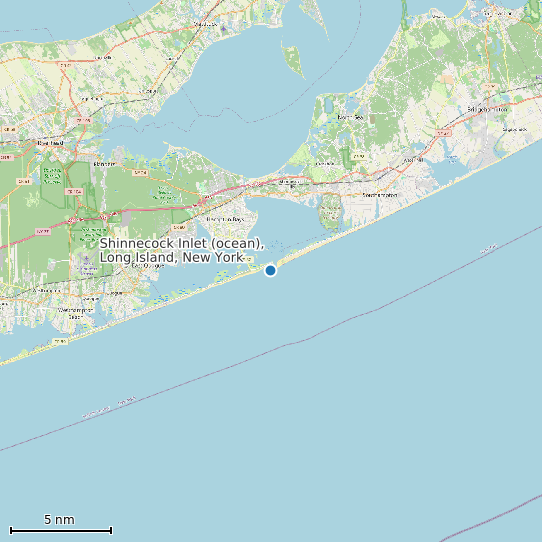 Map of Shinnecock Inlet (ocean), Long Island, New York Tide Prediction Station