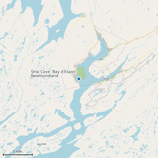 Map of Ship Cove, Bay d'Espoir, Newfoundland Tide Prediction Station