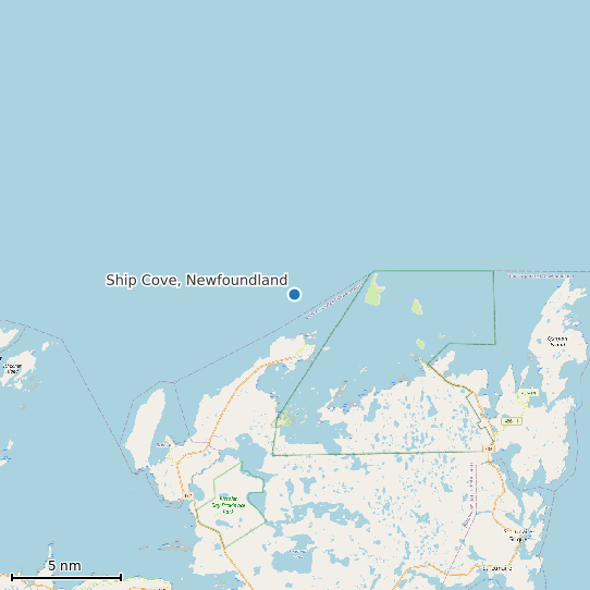 Map of Ship Cove, Newfoundland Tide Prediction Station