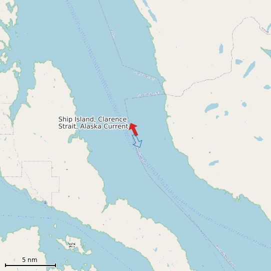 Map of Ship Island, Clarence Strait, Alaska Current Prediction Station