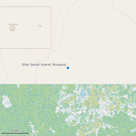 Map of Ship Sands Island, Nunavut Tide Prediction Station