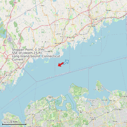 Map of Shippan Point, 1.3 mi SSE of (depth 15 ft), Long Island Sound, Connecticut Current Prediction Station