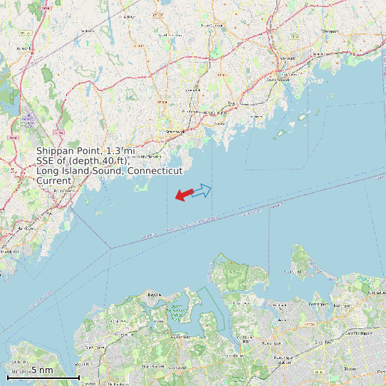 Map of Shippan Point, 1.3 mi SSE of (depth 40 ft), Long Island Sound, Connecticut Current Prediction Station