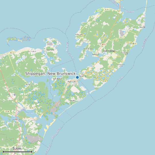 Map of Shippegan, New Brunswick Tide Prediction Station