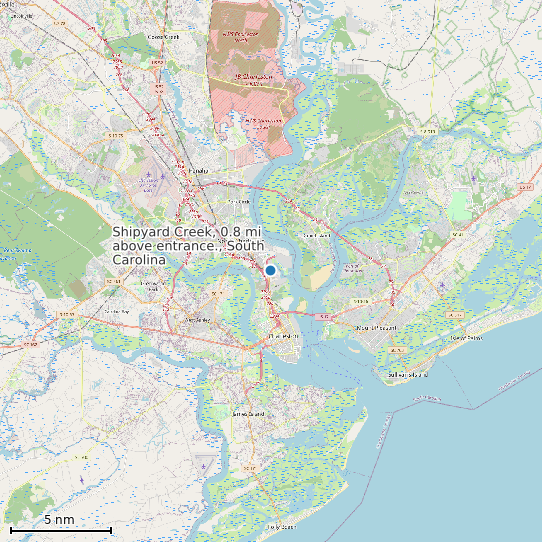 Map of Shipyard Creek, 0.8 mi above entrance., South Carolina Tide Prediction Station