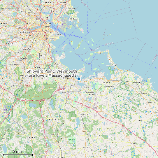 Map of Shipyard Point, Weymouth Fore River, Massachusetts Tide Prediction Station