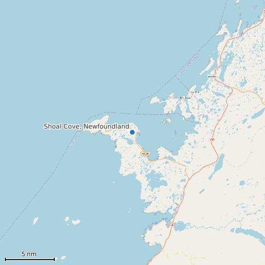 Map of Shoal Cove, Newfoundland Tide Prediction Station
