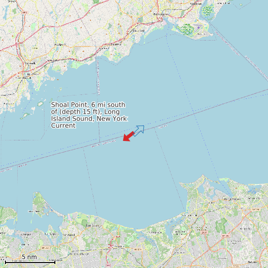 Map of Shoal Point, 6 mi south of (depth 15 ft), Long Island Sound, New York Current Prediction Station