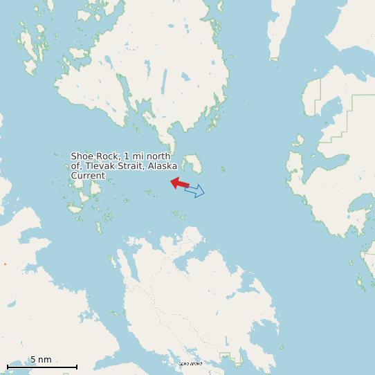 Map of Shoe Rock, 1 mi north of, Tlevak Strait, Alaska Current Prediction Station
