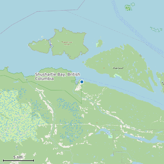 Map of Shushartie Bay, British Columbia Tide Prediction Station