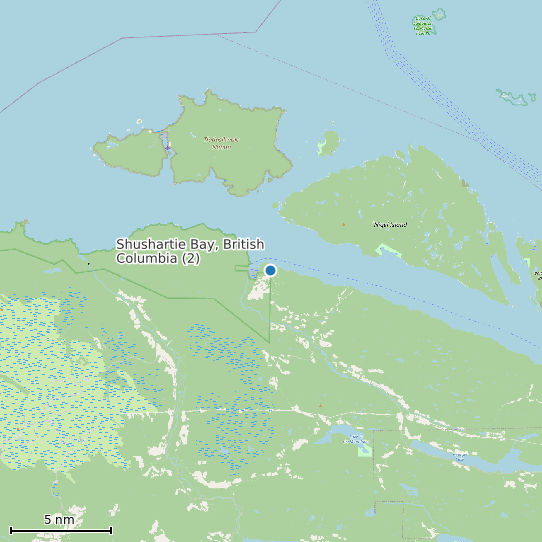 Map of Shushartie Bay, British Columbia (2) Tide Prediction Station