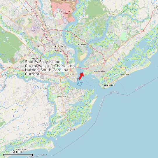 Map of Shutes Folly Island, 0.4 mi west of, Charleston Harbor, South Carolina Current Prediction Station