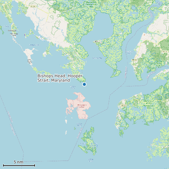 Map of Bishops Head, Hooper Strait, Maryland Tide Prediction Station