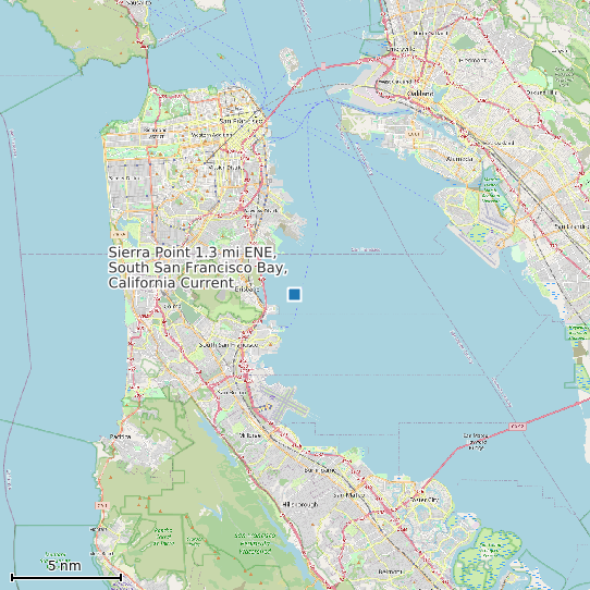 Map of Sierra Point 1.3 mi ENE, South San Francisco Bay, California Current Prediction Station