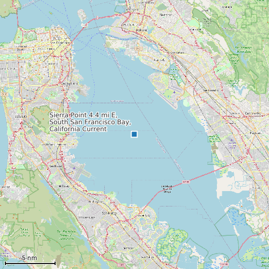 Map of Sierra Point 4.4 mi E, South San Francisco Bay, California Current Prediction Station