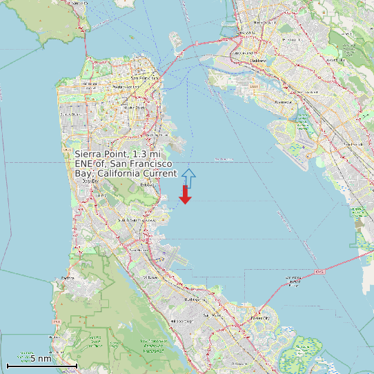 Map of Sierra Point, 1.3 mi ENE of, San Francisco Bay, California Current Prediction Station