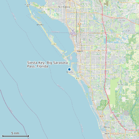 Map of Siesta Key, Big Sarasota Pass, Florida Tide Prediction Station