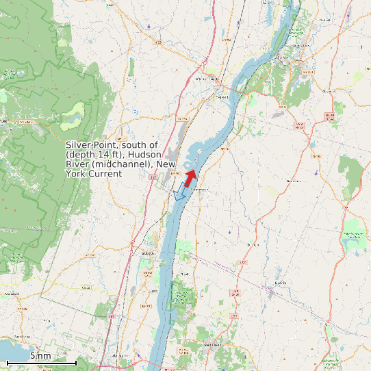Map of Silver Point, south of (depth 14 ft), Hudson River (midchannel), New York Current Prediction Station