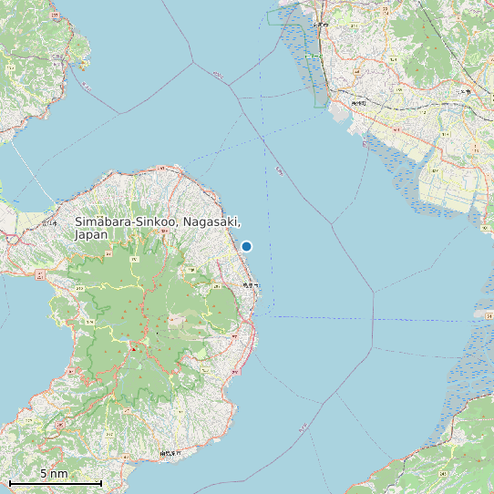Map of Simabara-Sinkoo, Nagasaki, Japan Tide Prediction Station