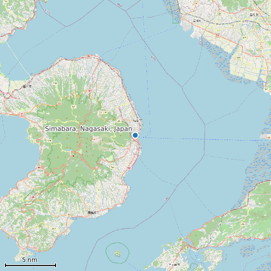 Map of Simabara, Nagasaki, Japan Tide Prediction Station
