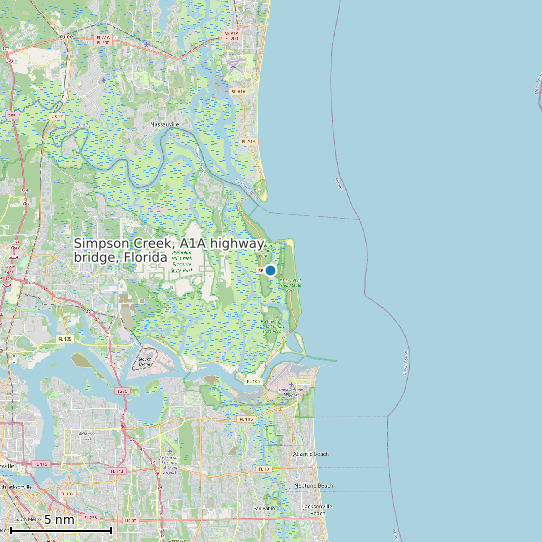 Map of Simpson Creek, A1A highway bridge, Florida Tide Prediction Station