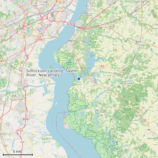 Map of Sinnickson Landing, Salem River, New Jersey Tide Prediction Station