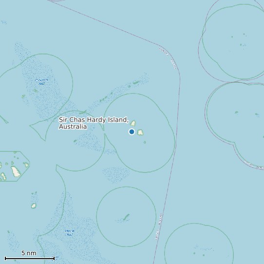 Map of Sir Chas Hardy Island, Australia Tide Prediction Station
