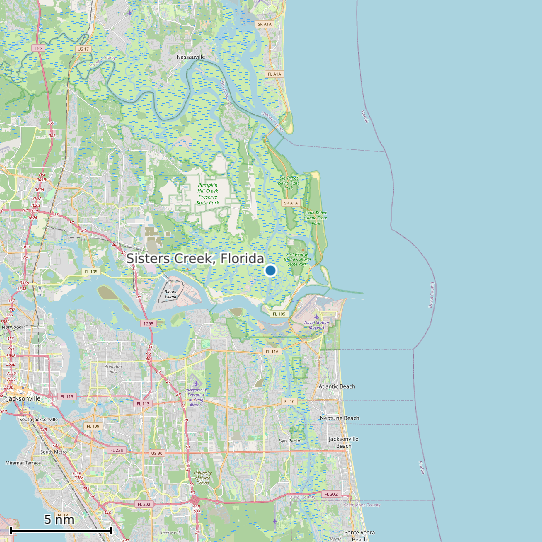Map of Sisters Creek, Florida Tide Prediction Station