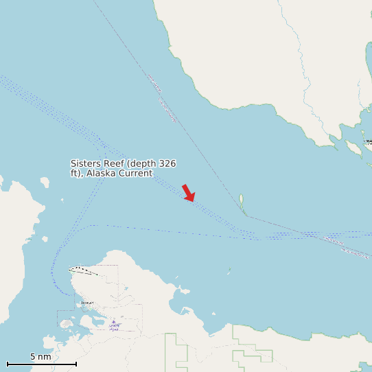 Map of Sisters Reef (depth 326 ft), Alaska Current Prediction Station