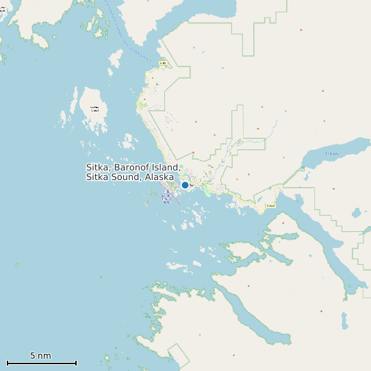 Map of Sitka, Baronof Island, Sitka Sound, Alaska Tide Prediction Station