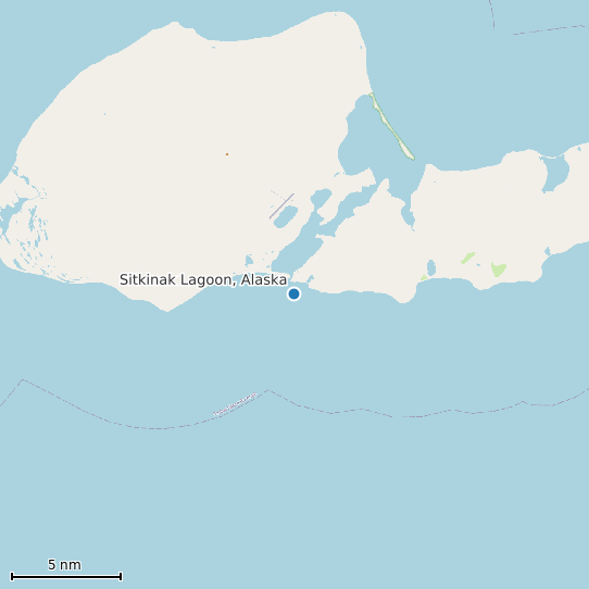 Map of Sitkinak Lagoon, Alaska Tide Prediction Station