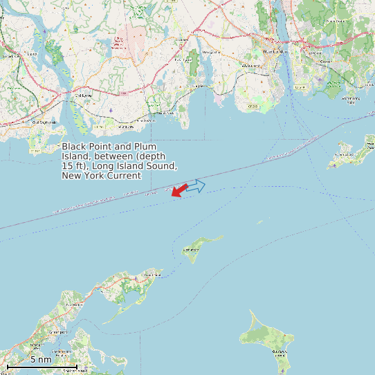 Map of Black Point and Plum Island, between (depth 15 ft), Long Island Sound, New York Current Prediction Station