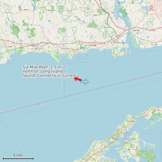Map of Six Mile Reef, 1.5 mi north of, Long Island Sound, Connecticut Current Prediction Station