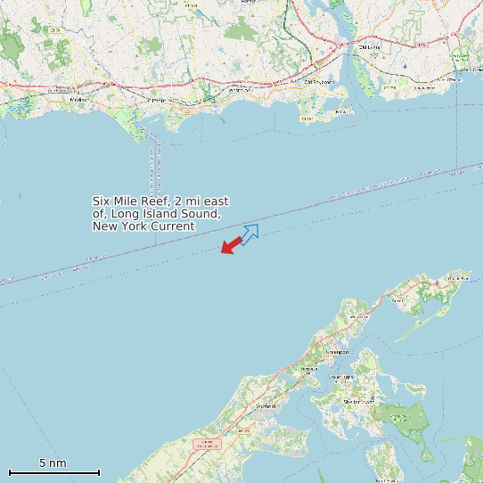 Map of Six Mile Reef, 2 mi east of, Long Island Sound, New York Current Prediction Station