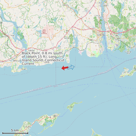 Map of Black Point, 0.8 mi south of (depth 15 ft), Long Island Sound, Connecticut Current Prediction Station