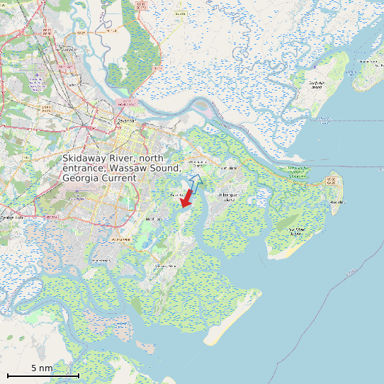 Map of Skidaway River, north entrance, Wassaw Sound, Georgia Current Prediction Station