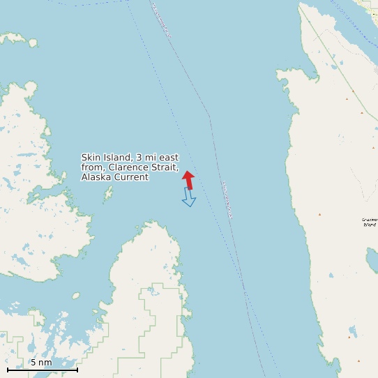 Map of Skin Island, 3 mi east from, Clarence Strait, Alaska Current Prediction Station