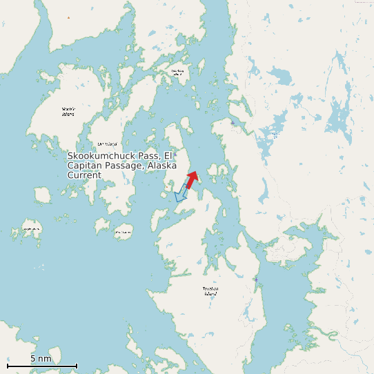 Map of Skookumchuck Pass, El Capitan Passage, Alaska Current Prediction Station