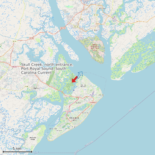 Map of Skull Creek, north entrance, Port Royal Sound, South Carolina Current Prediction Station
