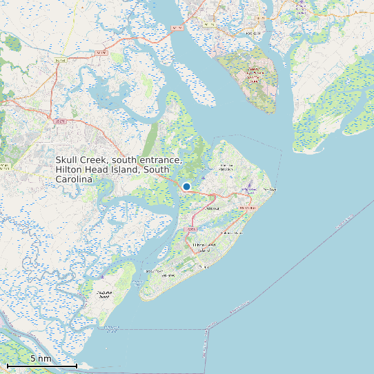 Map of Skull Creek, south entrance, Hilton Head Island, South Carolina Tide Prediction Station